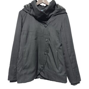 ORB Charcoal Hooded Winter Coat Faux Fur Urban Utility Minimalist M